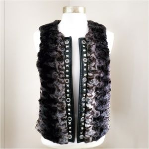 Cache Chinchilla Fur Studded Trim Vest